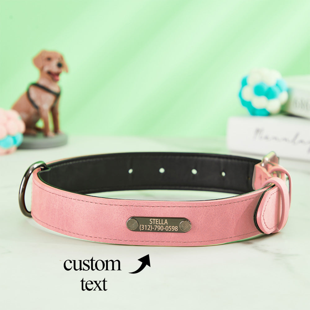 Engraved Leather Dog Collar